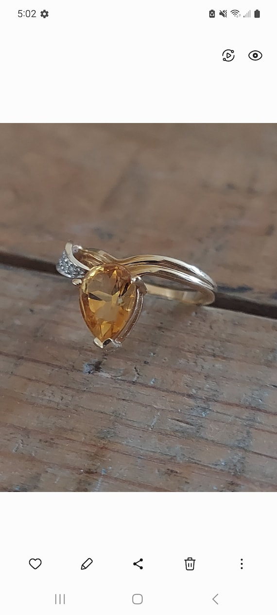 14K Citrine and Diamond Ring - image 1