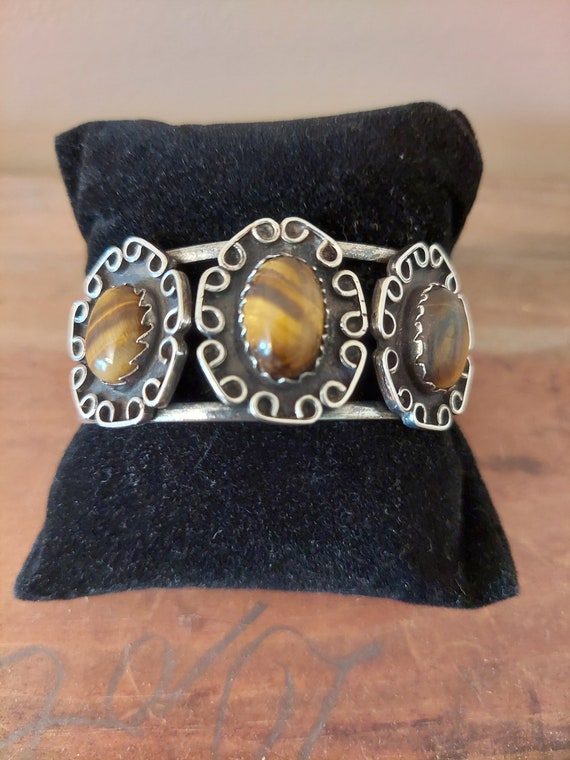 Sterling Silver Navajo Tiger Eye Bracelet