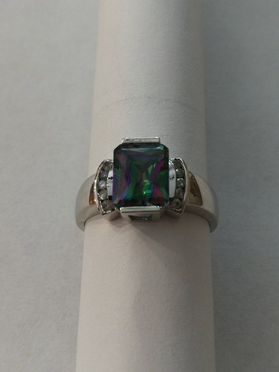 14K White Gold Ladies Synthetic Alexandrite and D… - image 4