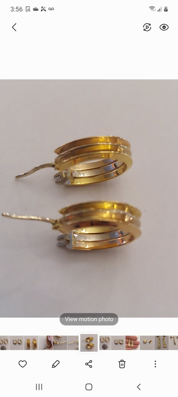 18K yellow Gold Wide Hoop Earrings - image 5