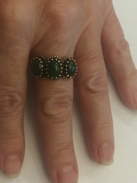 10K Yellow Gold Jade Ring - image 7