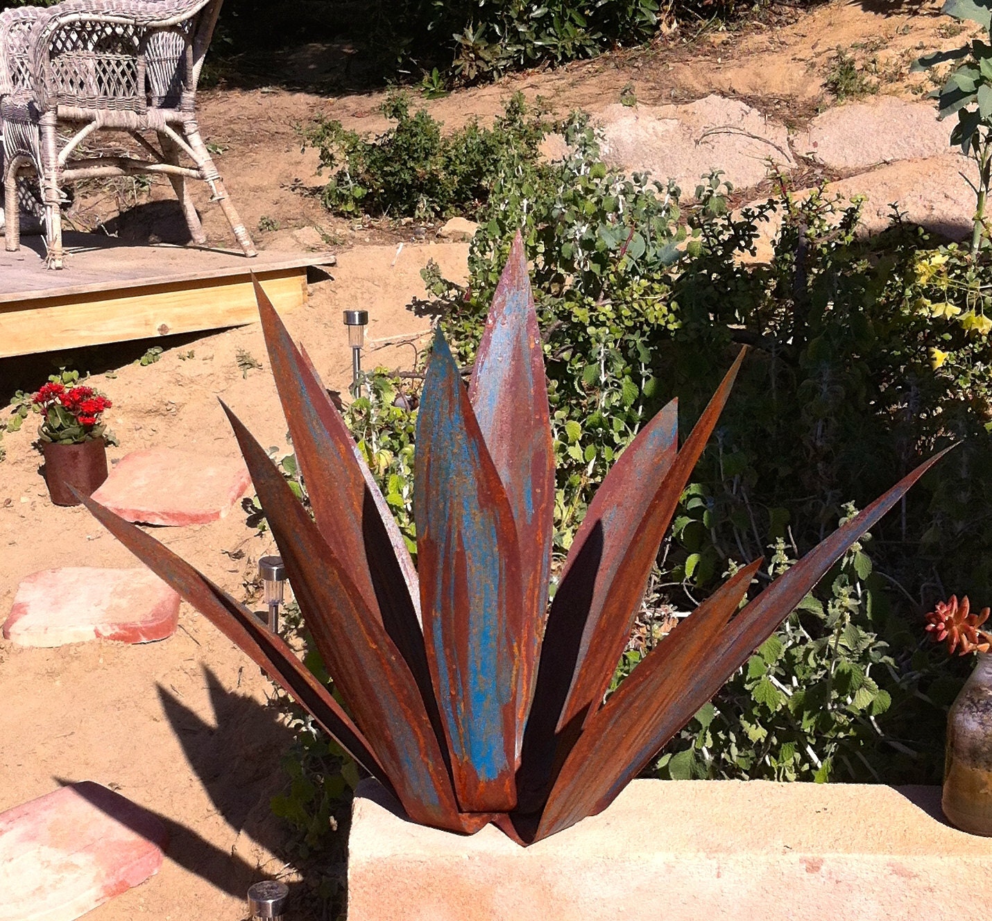 Rusty Blue Tequila Agave Metal Yard Art Metal Garden Etsy