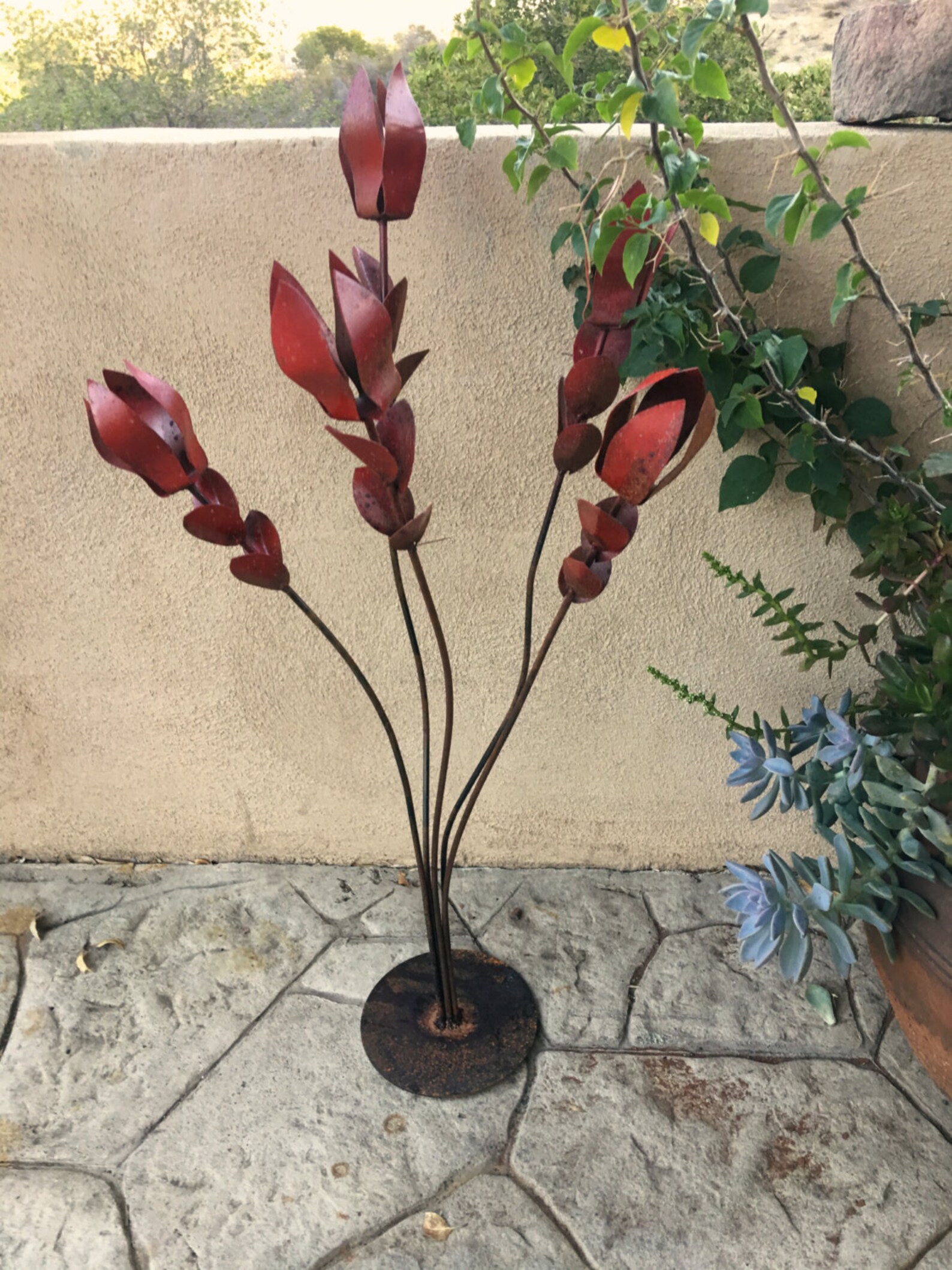 Distressed Red Ocotillos.Metal ArtGarden ArtMetal Etsy