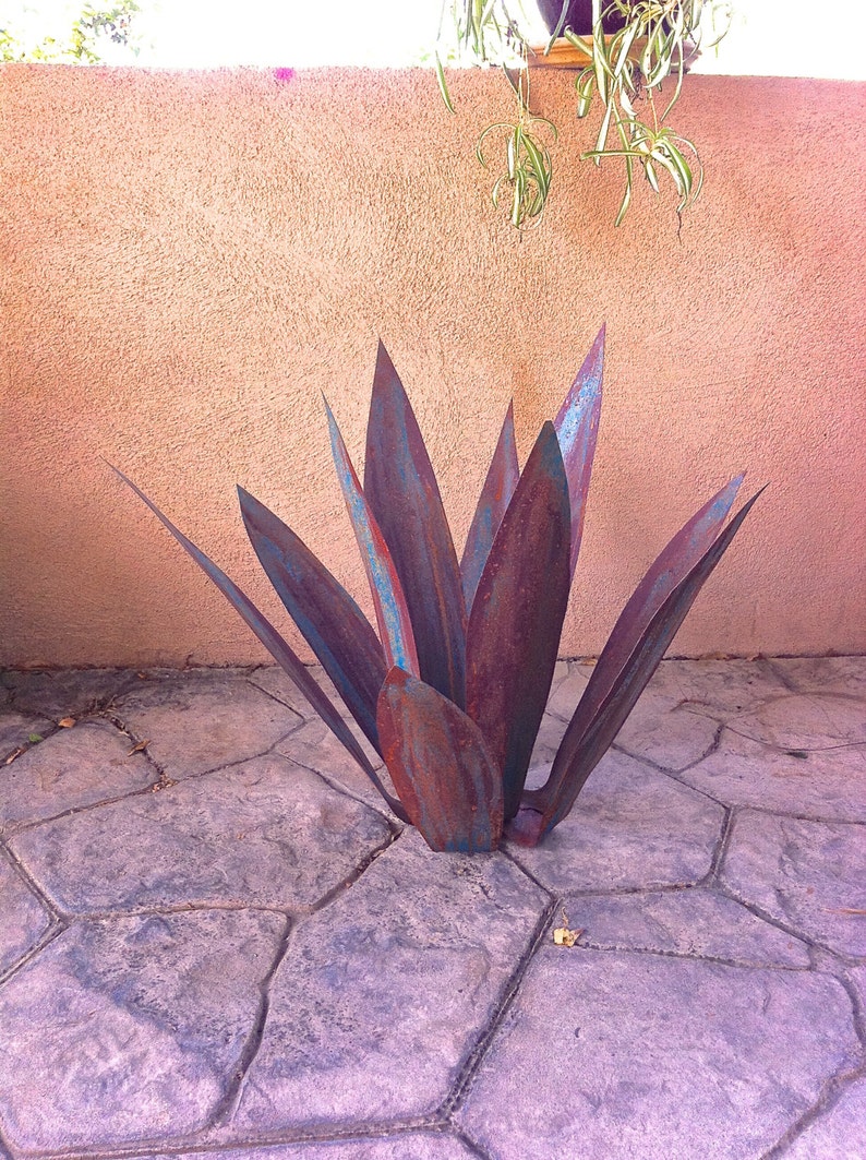 Rusty Blue Tequila Agave Metal Yard Art Metal Garden Etsy