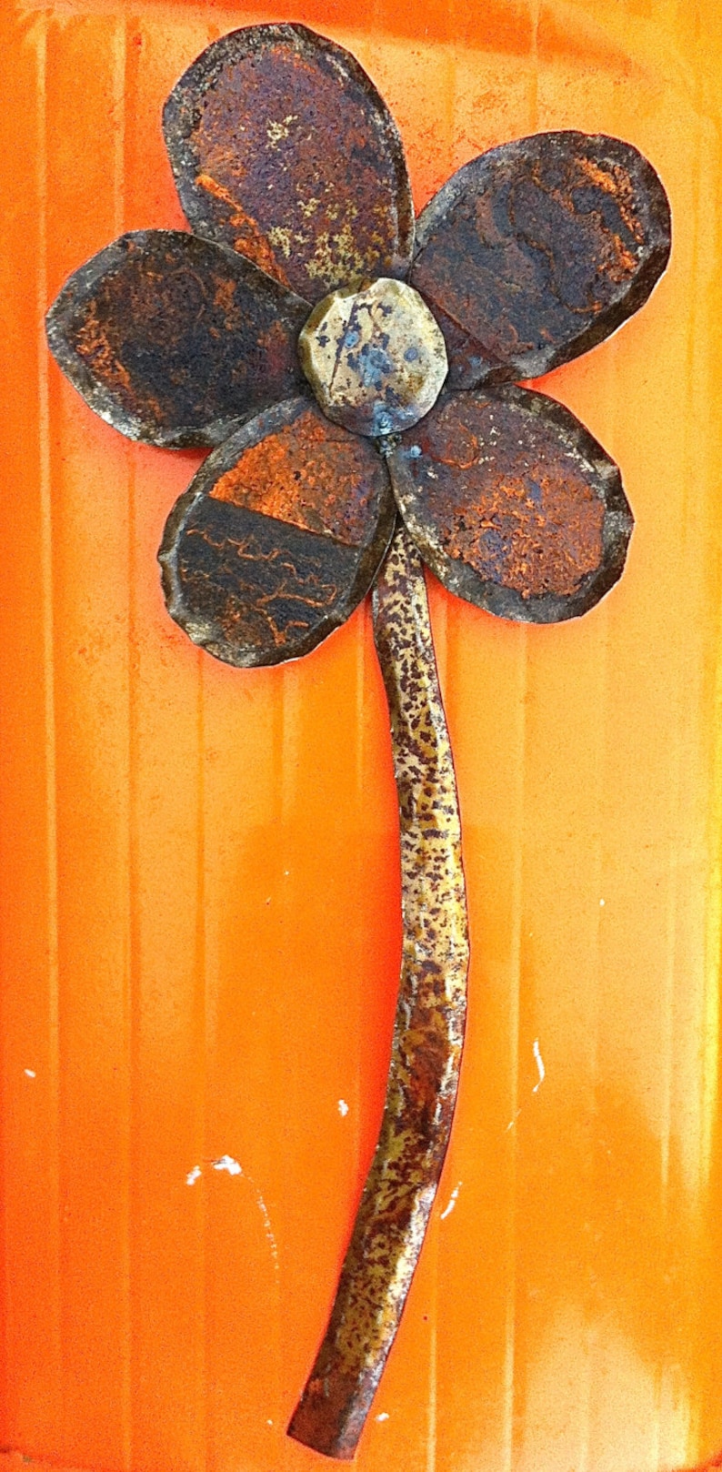 Rustic Flower Wall Art Metal Sculpture Metal Yard Art | Etsy