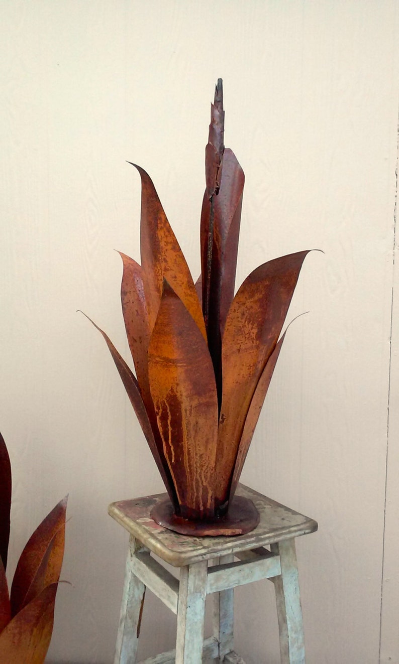 Budding Agave Rustic Metal Garden Sculpture Metal Cactus | Etsy