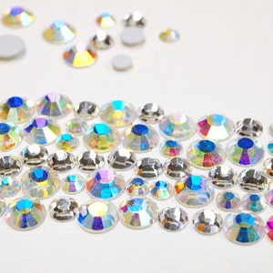 Premium Crystal Flatback No-Hotfix Round Rhinestone - Crystal / Crystal AB / Various Colors  SS 6, 8, 10, 12, 16, 20 and 30 Nail Art