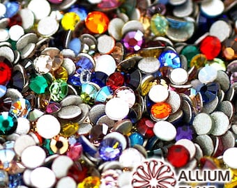SWAROVSKI 10ss/12ss Xilion Crystal Round Flatback Rhinestone Non-Hotfix (2058) SS10/SS12 (2.8/3.2mm Diameter) Mix Colors Nail Art