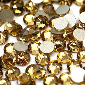 Light Colorado Topaz (246) Swarovski 2058 Xilion/ New 2088 Xirius Crystal Flatback No-Hotfix Round Rhinestones (ss5-ss34) Nail Art