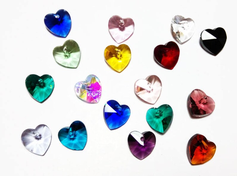 Crystal Heart Pendant Mix Colors 10mm 14mm High Quality Image 0