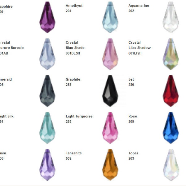 SWAROVSKI Genuine Crystal Teardrop Pendant (6000) Mix Colors Or Various colors 11x5.5mm/13x6.5mm/15x7.5mm/22x11mm/28x14mm (Limited Stock)