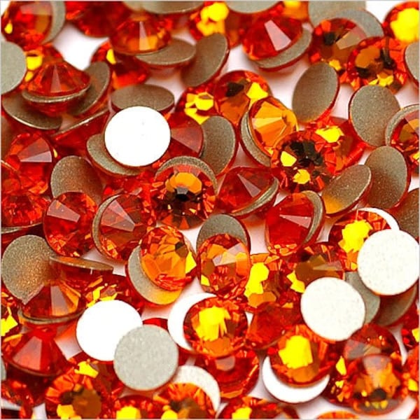 Tangerine (259) Swarovski 2058 Xilion/ New 2088 Xirius Crystal Flatback No-Hotfix Round Rhinestones (ss5-ss34) Nail Art