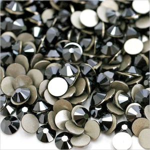 Jet Hematite (280HEM) Swarovski 2058 Xilion Rose / New 2088 Xirius Crystal Flatback No-Hotfix Round Rhinestones (ss9, ss12-ss30) Nail Art