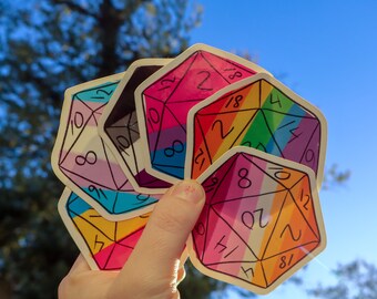 d20 pride glossy stickers