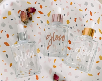 Frasco gotero de suero de 30 ml en oro rosa o dorado: opción con infusión floral