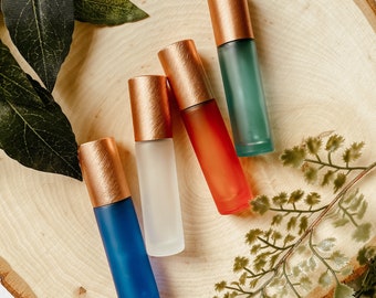 10 ml or 5 ml Frosted Glass Essential Oil Roller Bottles