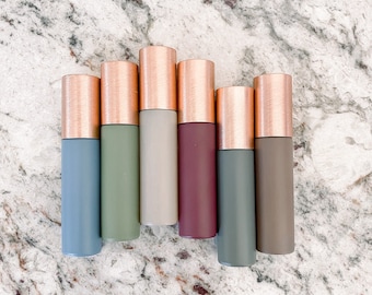 Muted Matte Collection Botella de rodillo de perfume de aceite esencial de 10 ml, juego de 6