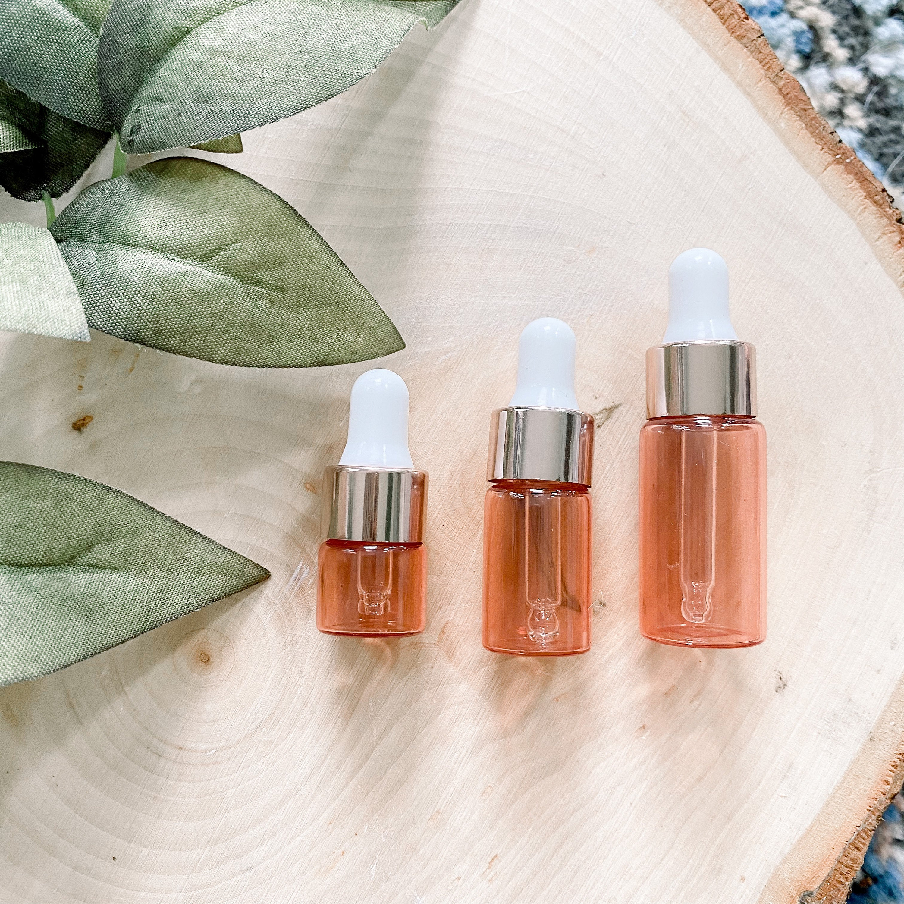 1ml 3ml 5ML Mini Glass Essential Oil Dropper Bottle Rose Gold Bottle with Rose Gold Cap Diffuser Bomb