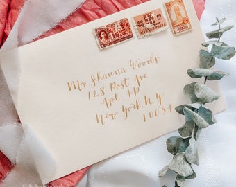 Wedding Envelope Modern Calligraphy - Peony Style