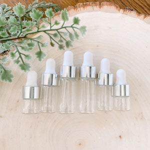 Ensemble de flacons compte-gouttes dorés ou argentés 1 ml, 3 ml et 5 ml