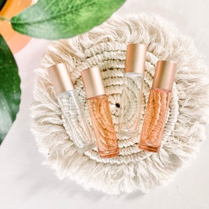 Dusty Rose & Clear 10 ml Glass Essential Oil Roller Bottles |