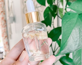 Frasco gotero de suero de 30 ml en oro rosa o dorado: opción con infusión floral