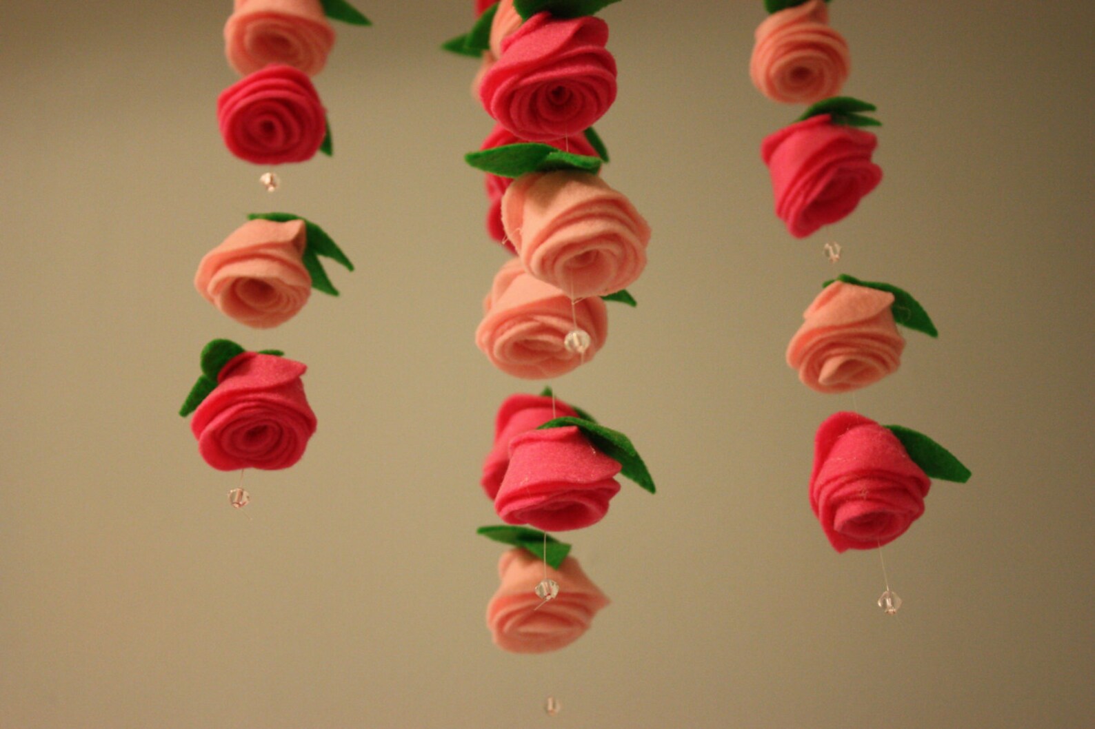 Felt Flower Hanging Crib Rose Mobile Baby Pink and Candy Pink Etsy