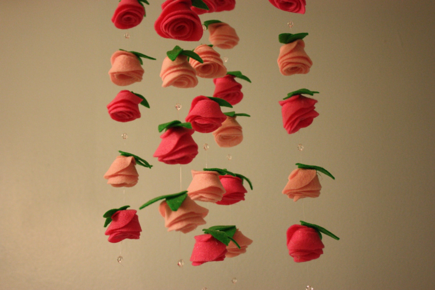Felt Flower Hanging Crib Rose Mobile Baby Pink and Candy Pink Etsy
