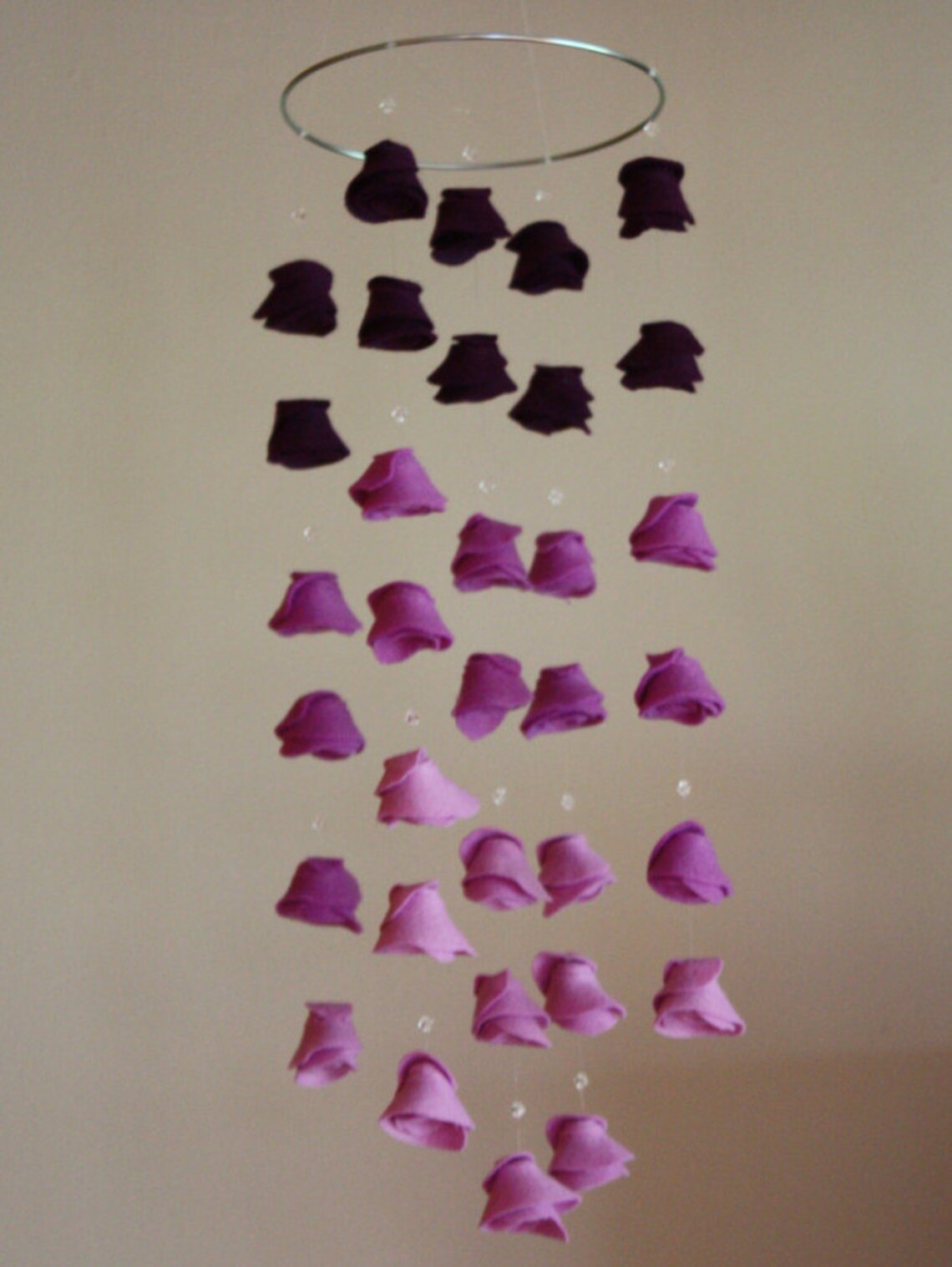 Hanging Crib Mobile Ombre Felt Flower Rose Mobile Purple Etsy