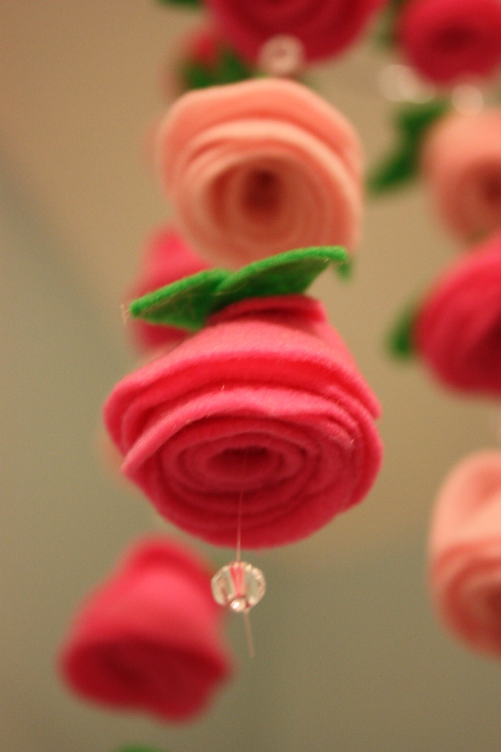Felt Flower Hanging Crib Rose Mobile Baby Pink and Candy Pink Etsy