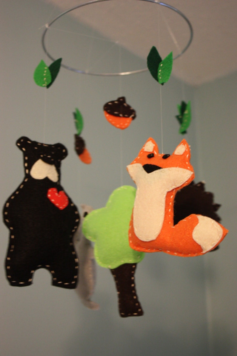 Felt Baby Mobile Woodland Creature Themed Felt Hanging Crib Etsy