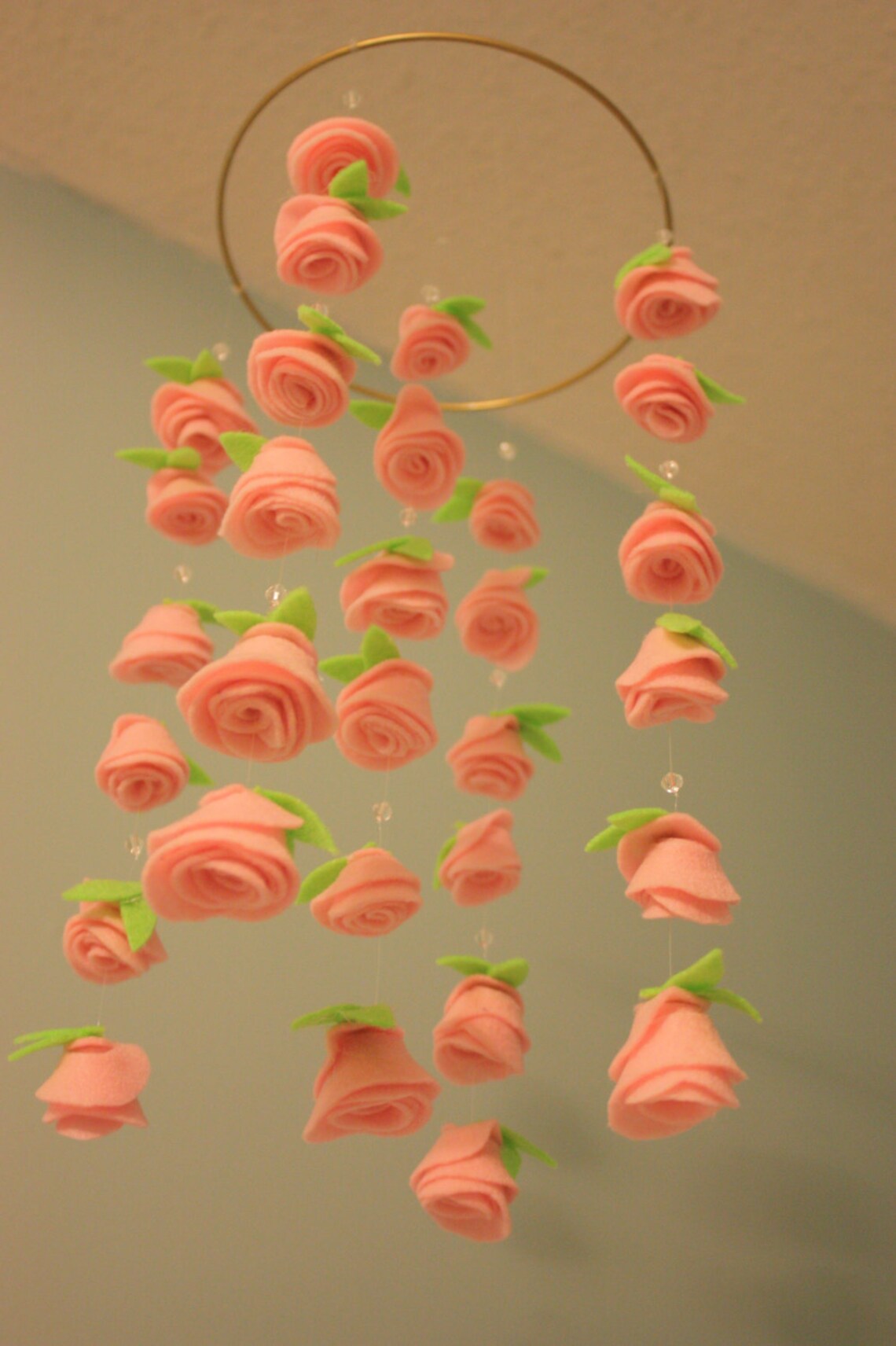 Felt Flower Hanging Crib Rose Mobile Baby Pink Neon Green Etsy