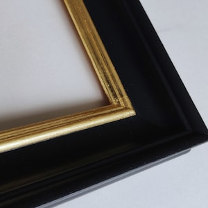 Black Wooden Frame for 8x8 Inch Canvas Gold Detail | Oil Painting Frame ...