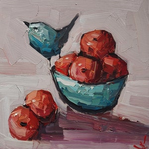 Bowl Of Oranges Oil Painting | Impressionist Kitchen Decor