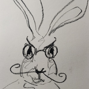 Hare Portrait Drawing On Paper | Minimalist Decor