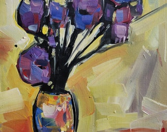 Purple Flowers Oil Painting | Impressionist Wall Décor