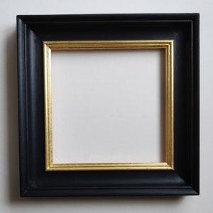 Black Wooden Frame For 8x8 Inch Canvas (202mmx202mm) Gold Detail | Oil Painting Frame