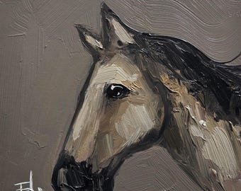 美しさと力強さ、馬と海の油絵、キャンバス上の白い馬のアート、白い馬