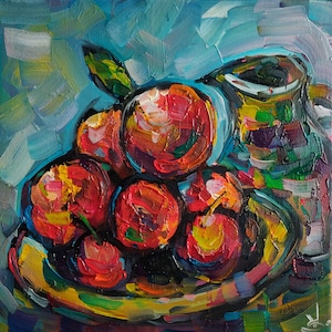 Bowl Of Oranges Oil Painting | Impressionist Kitchen Decor