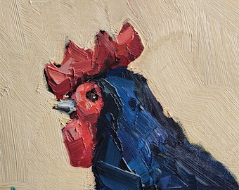 Rooster Oil Painting | Original Wall Décor