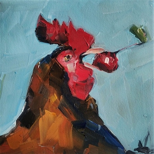 Rooster Oil Painting | Whimsical Wall Art
