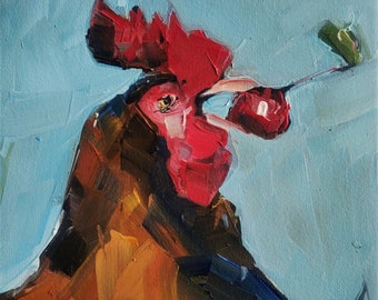 Rooster Oil Painting | Whimsical Wall Art