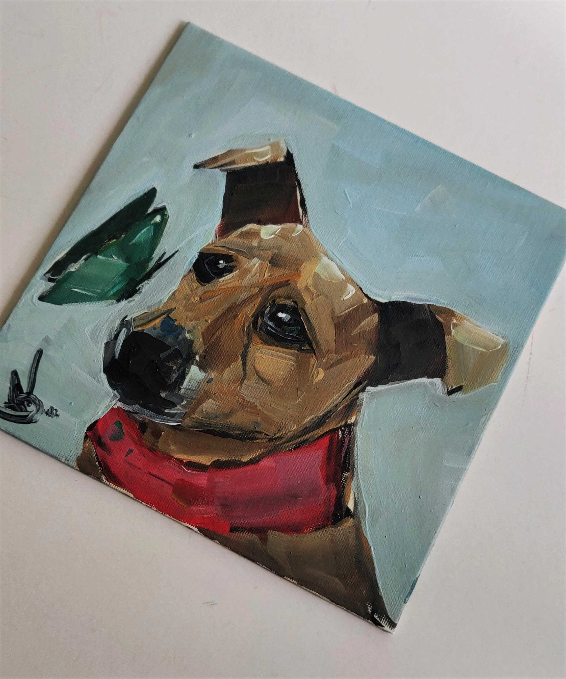 茶色の犬の油絵 | ペットの肖像画 気まぐれなアート - Etsy 日本