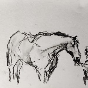 Horse Pastel Drawing | Original Minimalist Wall Art