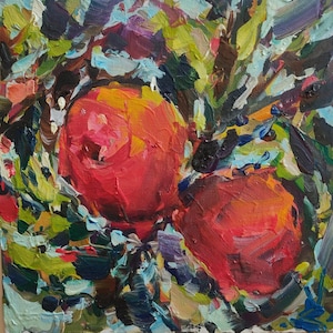 Peach Tree Oil Painting | Original Kitchen Decor