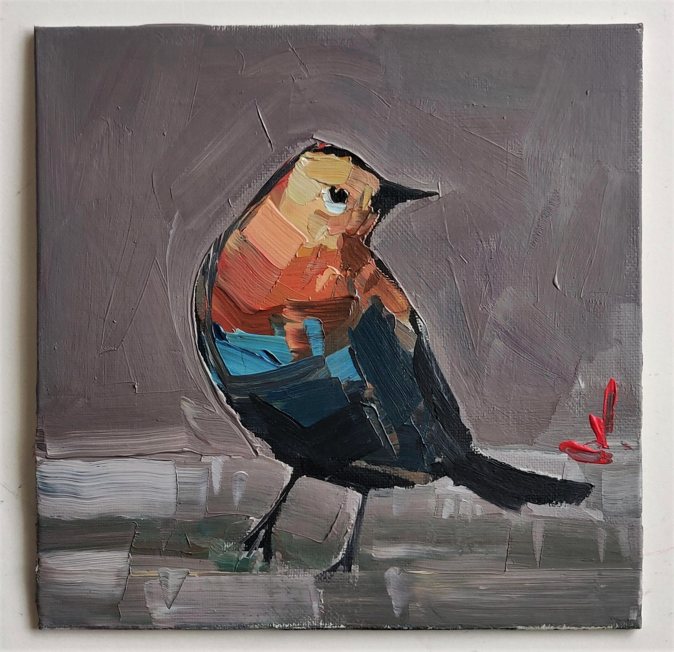 Orange Bird Oil Painting | Impressionist Décor - Etsy