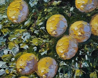 Zitronenbaum Ölgemälde | Impressionistisches Küchenkunstwerk