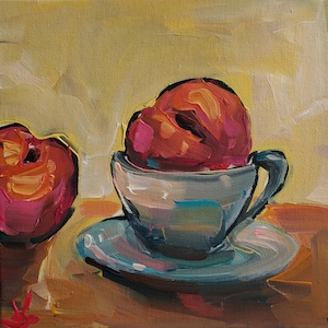 Peach Oil Painting | Impressionist Kitchen Décor