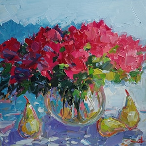 Pink Flowers | Impressionist Oil Painting