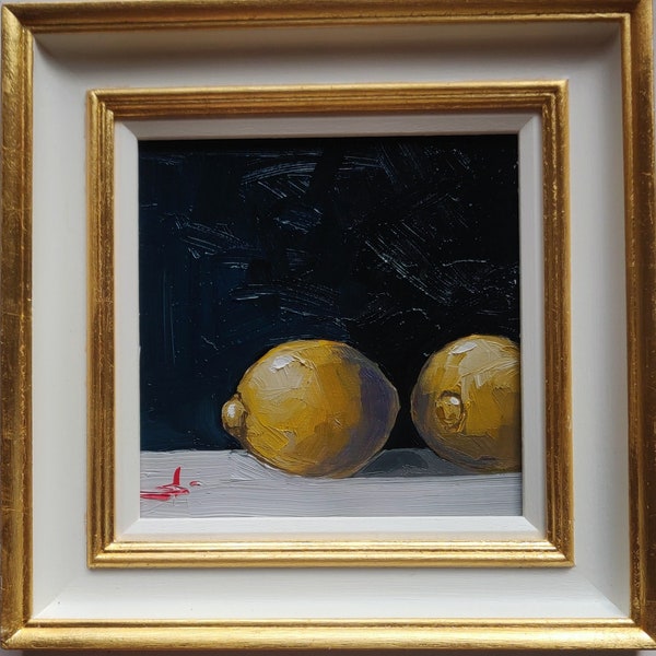 Lemons Oil Painting | Framed Still Life Kitchen Décor